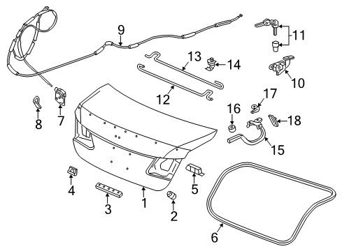 2014 Honda Accord Trunk Spring R, Trunk Open Diagram for 74871-T3V-A00