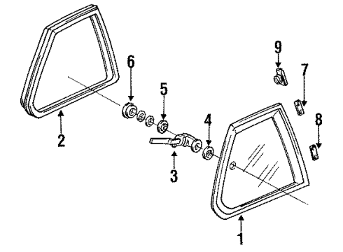 1993 Honda Accord Quarter Panel - Glass & Hardware Seal, Quarter Pin (B) Diagram for 73528-SM2-A00