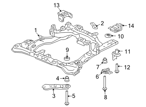 2006 Honda Accord Suspension Mounting - Front Base, RR. Engine Mounting Diagram for 50680-SDR-A00