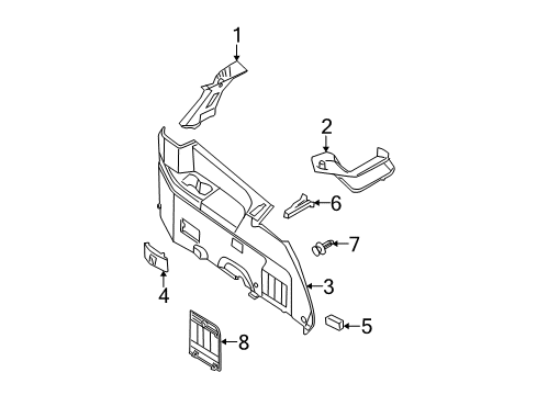 2004 Nissan Quest Interior Trim - Side Panel Garnish-Rear Pillar, RH Diagram for 84926-5Z000