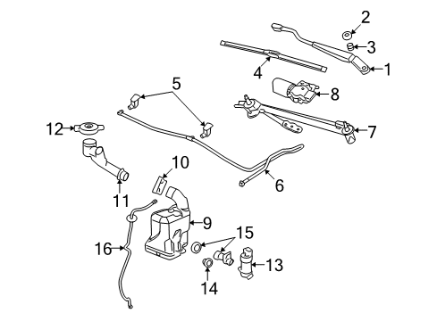 2009 Chevrolet Malibu Wiper & Washer Components Washer Hose Diagram for 25930184