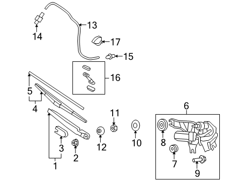 2009 Kia Borrego Wiper & Washer Components Cover-Rear Wiper Motor Diagram for 98722-2B000