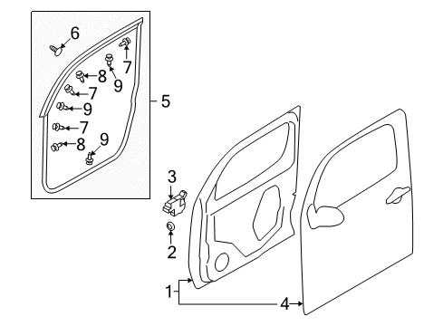 2010 Nissan Cube Front Door Pad Front Door Outer, RH Diagram for 80858-1FC0B