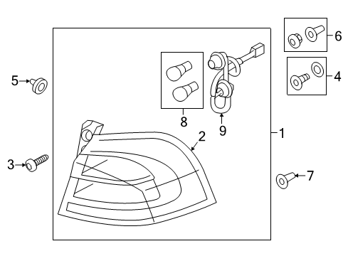 2015 Kia Rio Tail Lamps Lens & Housing-Rear Combination Outside Diagram for 924101W220