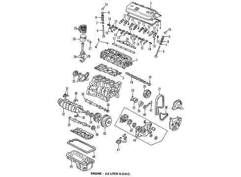 1993 Honda Accord Engine Parts, Mounts, Cylinder Head & Valves, Camshaft & Timing, Oil Cooler, Oil Pan, Oil Pump, Balance Shafts, Crankshaft & Bearings, Pistons, Rings & Bearings Valve, In. Diagram for 14711-PT3-A00