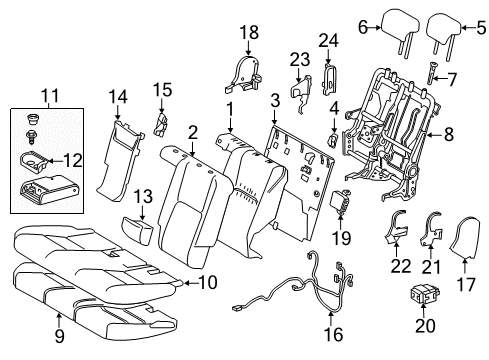 2015 Lexus NX300h Rear Seat Components Rear Seat Armrest Assembly, Center Diagram for 72830-78030-D4