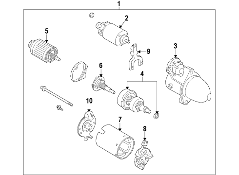 2014 Kia Rio Starter Brush Holder Assembly Diagram for 361702B100