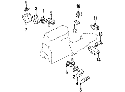 1996 Kia Sportage Engine & Trans Mounting Rear Mount Bracket Diagram for 0K01139810E