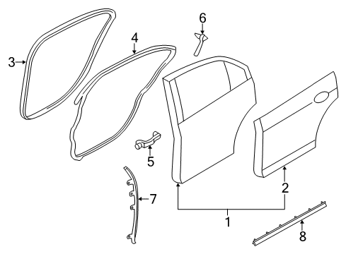 2010 Lincoln MKZ Rear Door Weatherstrip On Body Diagram for AE5Z-54253A10-AA