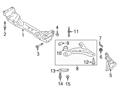 2020 Toyota 86 Front Suspension Components, Lower Control Arm, Stabilizer Bar Lower Control Arm Bolt Diagram for SU003-02850