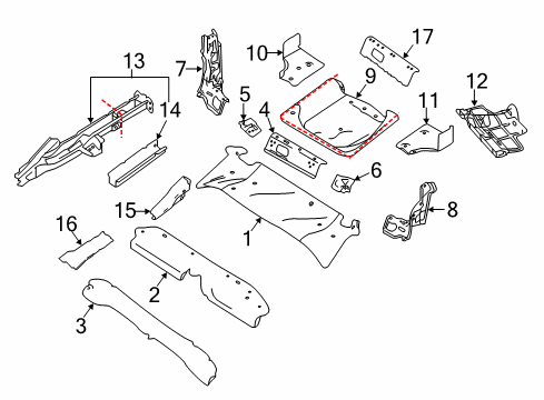 2019 Infiniti QX30 Rear Body - Floor & Rails Floor-Rear, Rear Diagram for G4514-5DAHA