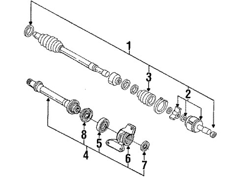1990 Honda Prelude Axle Components - Front Driveshaft Assembly, Driver Side Diagram for 44306-SF1-916