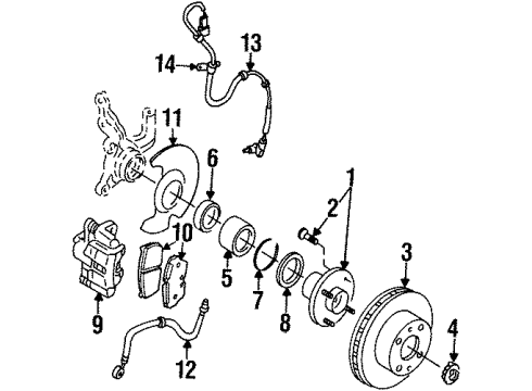 1996 Nissan Sentra Front Brakes Baffle Plate Diagram for 41150-0M001