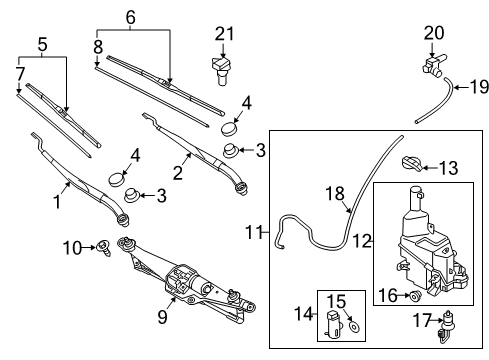 2017 Kia K900 Wiper & Washer Components Washer Reservoir & Pump Assembly Diagram for 986103T000