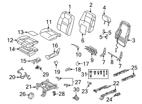 2010 Ford Explorer Sport Trac Front Seat Components Seat Support Diagram for 6L2Z-7861708-AA