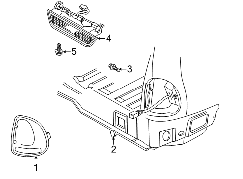 1998 Dodge Durango Tail Lamps, High Mounted Stop Lamp Lamp-Tail Stop Turn Diagram for 2AME76244A