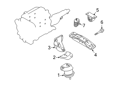 2007 Nissan 350Z Engine & Trans Mounting Bracket-Engine Mounting, L Diagram for 11233-AF401