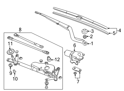 2016 Honda Accord Wiper & Washer Components Blade, Windshield Wiper Diagram for 76620-T2F-A01