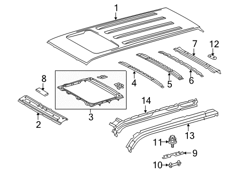 2010 Toyota 4Runner Roof & Components Sunroof Reinforcement Diagram for 63107-35010