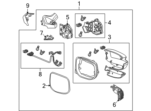 2012 Honda Insight Mirrors Mirror Sub-Assembly, Passenger Side (Sr1400) (Heated) Diagram for 76203-TM8-A11