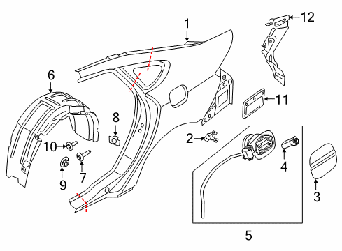 2020 Lincoln MKZ Quarter Panel & Components Fuel Door Diagram for DP5Z-54405A26-B