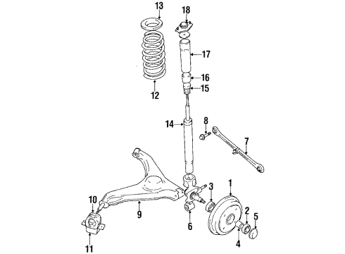 1993 Geo Metro Rear Brakes Drum, Rear Brake Diagram for 96062139