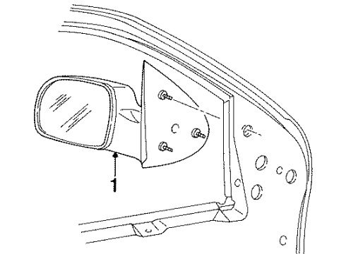 1995 Ford Windstar Outside Mirrors Mirror Assembly Diagram for F78Z-17683-GAA