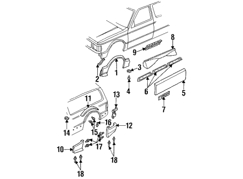 1992 GMC Typhoon Ground Effects Rivet -Blind Diagram for 15676045