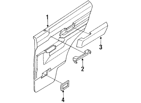 1992 Nissan Pathfinder Interior Trim - Rear Door Finisher-Pull Handle, LH Diagram for 82953-83G02