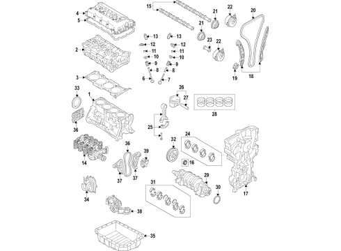 2021 Kia K5 Engine Parts, Mounts, Cylinder Head & Valves, Camshaft & Timing, Variable Valve Timing, Oil Cooler, Oil Pan, Oil Pump, Balance Shafts, Crankshaft & Bearings, Pistons, Rings & Bearings Roll Rod Bracket Assembly Diagram for 21950R5300