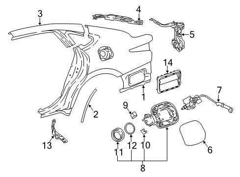 2020 Lexus LS500h Fuel Door TROUGH Sub-Assembly, Luggage Diagram for 61064-50010