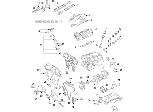 2020 Nissan Frontier Engine Parts, Mounts, Cylinder Head & Valves, Camshaft & Timing, Variable Valve Timing, Oil Cooler, Oil Pan, Oil Pump, Adapter Housing, Crankshaft & Bearings, Pistons, Rings & Bearings Pan Assy-Oil Diagram for 11110-9BT0A