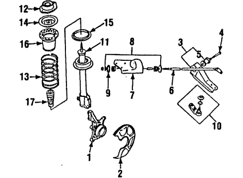 1986 Chevrolet Spectrum Front Suspension Components, Lower Control Arm Rod, Front Lower Control Arm Diagram for 94121953
