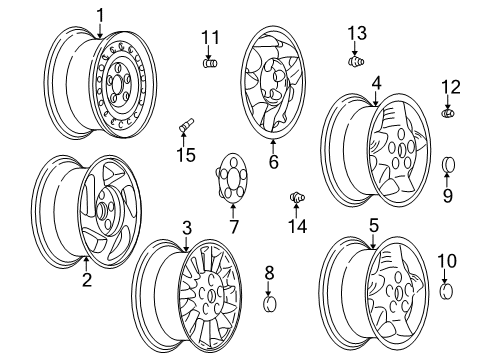 2003 Pontiac Grand Am Wheels, Covers & Trim Wheel Trim CAP *Silver Spark Diagram for 9594201