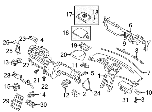 2012 Hyundai Genesis Coupe Instrument Panel Panel-Center Facia Diagram for 84741-2M200-9P