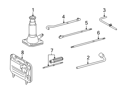 2017 Lexus GX460 Jack & Components Wrench, Hub Nut Box Diagram for 09150-60040