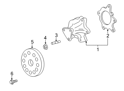 2001 Toyota Echo Water Pump Water Pump Stud Diagram for 90126-06013