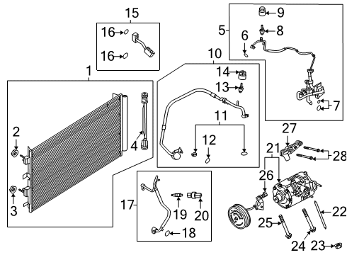 2020 Lincoln Corsair Air Conditioner Condenser Nut Diagram for -W520412-S440