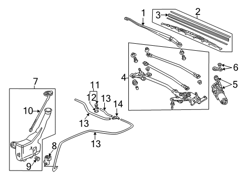 2004 Honda Civic Windshield - Wiper & Washer Components Tank Set, Washer Diagram for 76840-S5D-A02