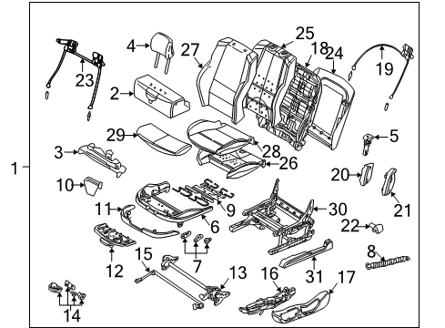 2001 BMW M3 Front Seat Components Covering Outer Left Diagram for 52108240055