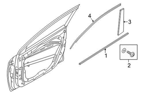 2021 Hyundai Elantra Exterior Trim - Front Door W/STRIP Assembly-FR Dr Belt O/S RH Diagram for 82220-AA020