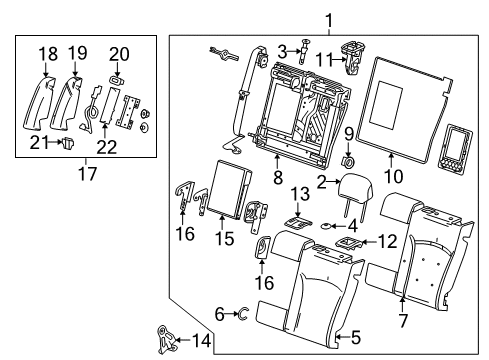 2016 Buick LaCrosse Rear Seat Components Bolster Cover Diagram for 26266754