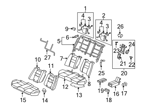 2011 Acura RL Rear Seat Components Holder Assembly, Rear Armrest (Gray) Diagram for 82183-SJA-J02ZA