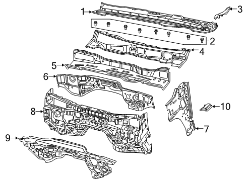 2020 Ram 1500 Cab Cowl Pad-Dash Panel Diagram for 68268030AF