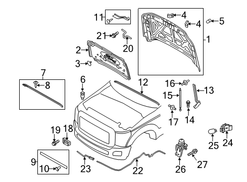 2015 Ford F-350 Super Duty Anti-Theft Components Seal To Hood Diagram for BC3Z-16A238-F