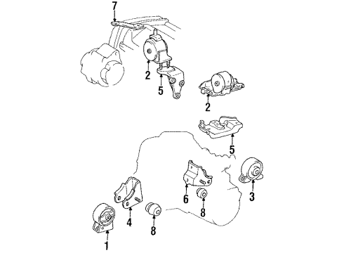 1990 Toyota Celica Engine & Trans Mounting INSULATOR, Engine Mounting, RH Diagram for 12362-74140