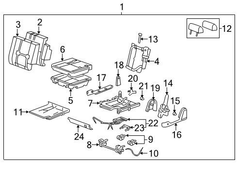 2014 Chevrolet Tahoe Rear Seat Components Seat Cover Diagram for 20904825