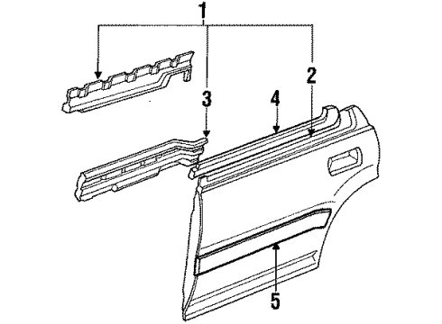 1993 Acura Integra Rear Door Molding Assembly, Left Rear Door Diagram for 72950-SK8-A03