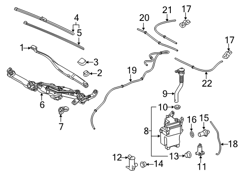 2019 Lexus RX450h Headlamp Washers/Wipers Wiper Blade Rubber, Left Diagram for 85214-0E180