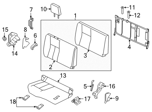 2019 Nissan Titan XD Rear Seat Components Cushion Assembly-Rear Seat, RH Diagram for 88300-9FT0A